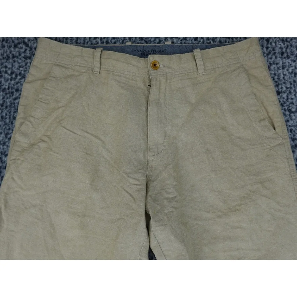 Banana Republic Pants Mens 36x32 Tan Relaxed Fit Linen Cotton Chino